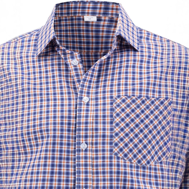 Herren kariertes Langarmhemd mit modernem Schnitt und Brusttasche Aliams