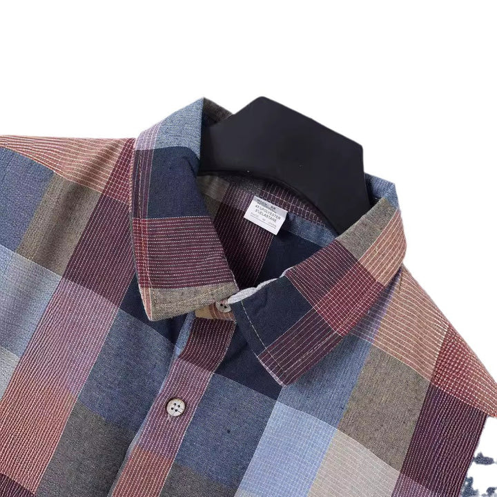 Herren Kurzarm-Hemd mit modernem Karomuster und ausgezeichneter Passform Aliams