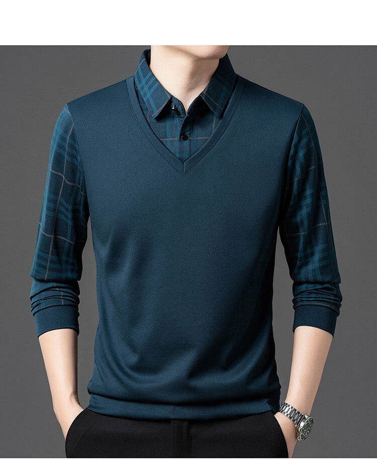 Herren eleganter V-Pullover mit strukturierten Ärmeln Aliams