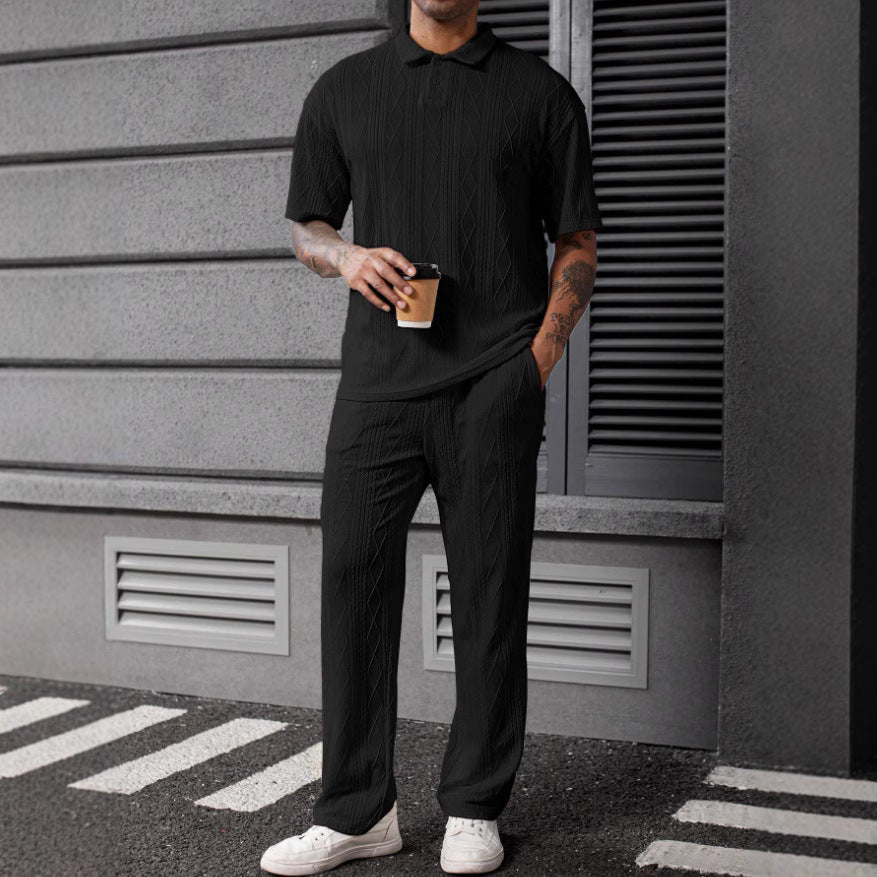Herren Poloshirt und Jogginghose im eleganten Strickdesign Aliams