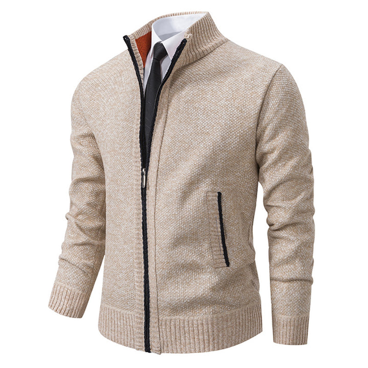 Herren elegante Strickjacke mit hohem Kragen und praktischem Reißverschluss Aliams