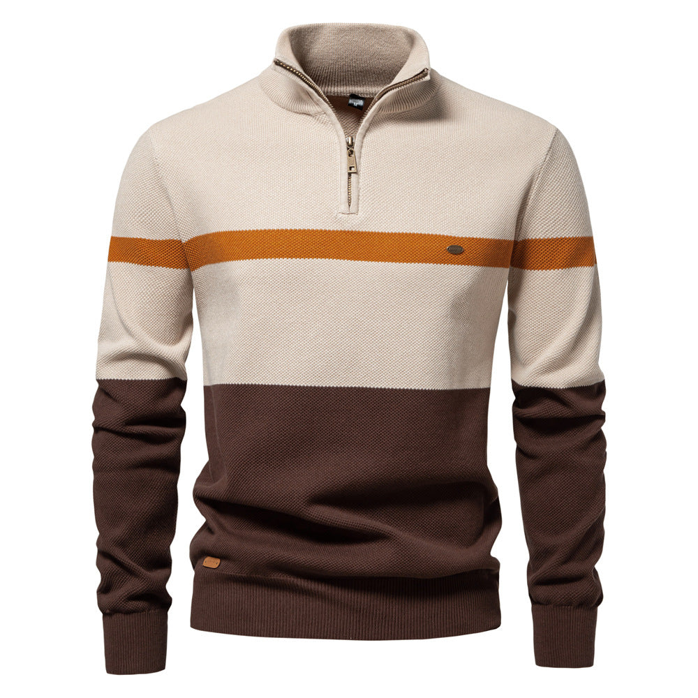 Herren Pullover mit Stehkragen und Zipper Aliams