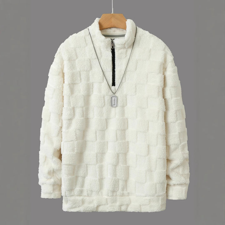 Herren Pullover mit modernem Reißverschluss und samtiger Struktur Aliams