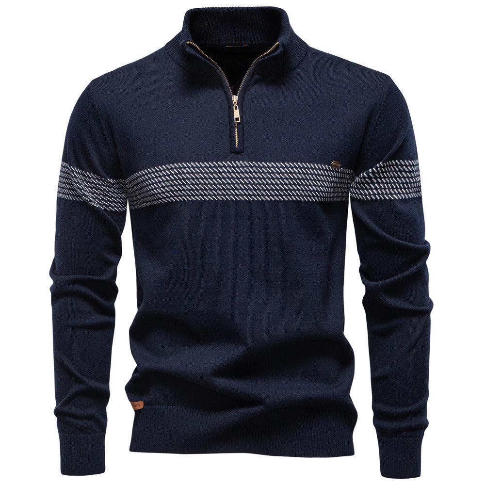 Herren Pullover mit Stehkragen und Reißverschluss Aliams