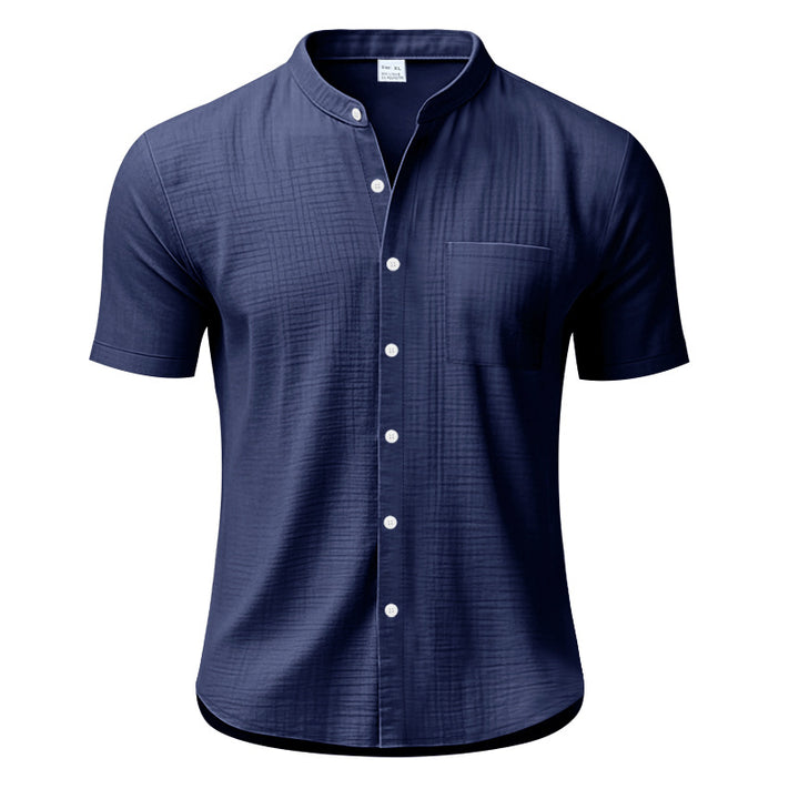 Herren Kurzarm-Henley-Shirt mit strukturiertem Design und Brusttasche Aliams