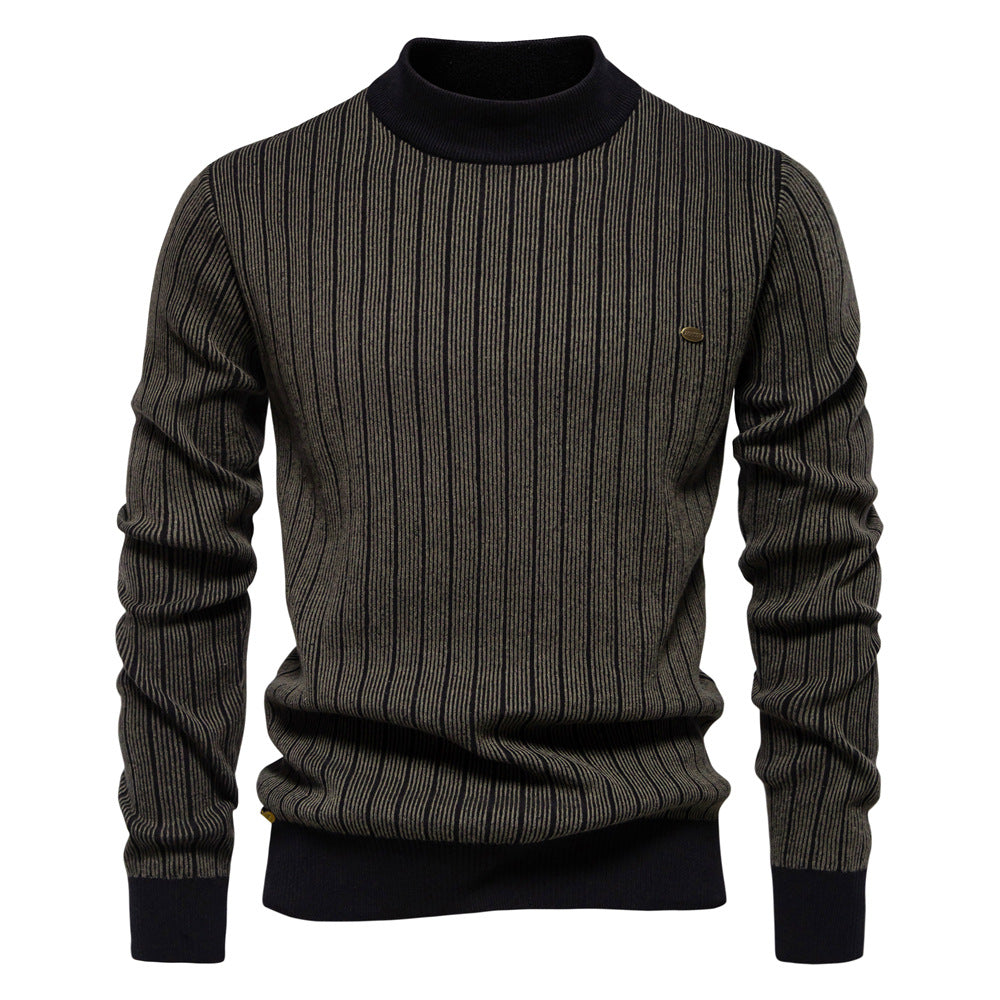 Herren Feinstrickpullover mit Rollkragen und Streifenmuster Aliams