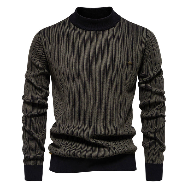 Herren Feinstrickpullover mit Rollkragen und Streifenmuster Aliams