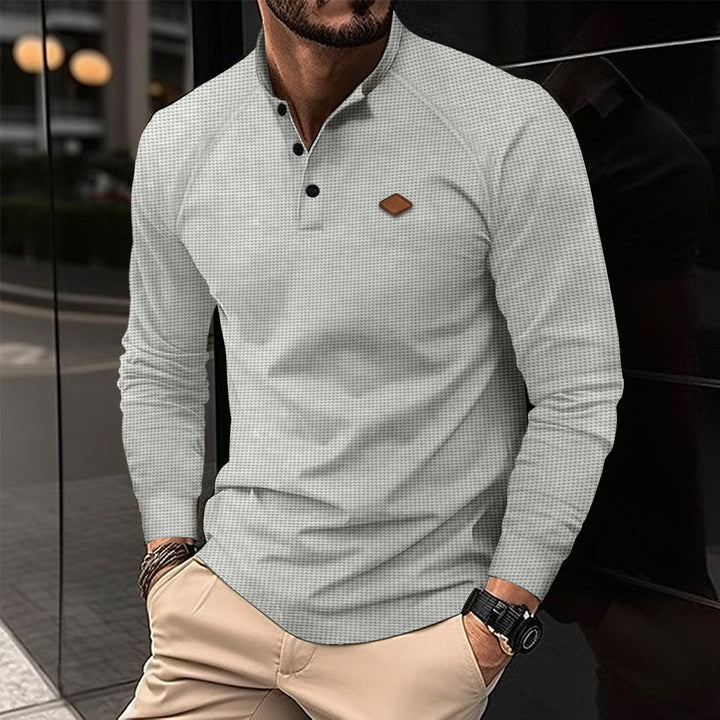 Herren Poloshirt mit modernem Stehkragen und strukturiertem Design Aliams