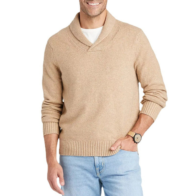 Herren Pullover mit Schalkragen und filigranem Rippdesign Aliams