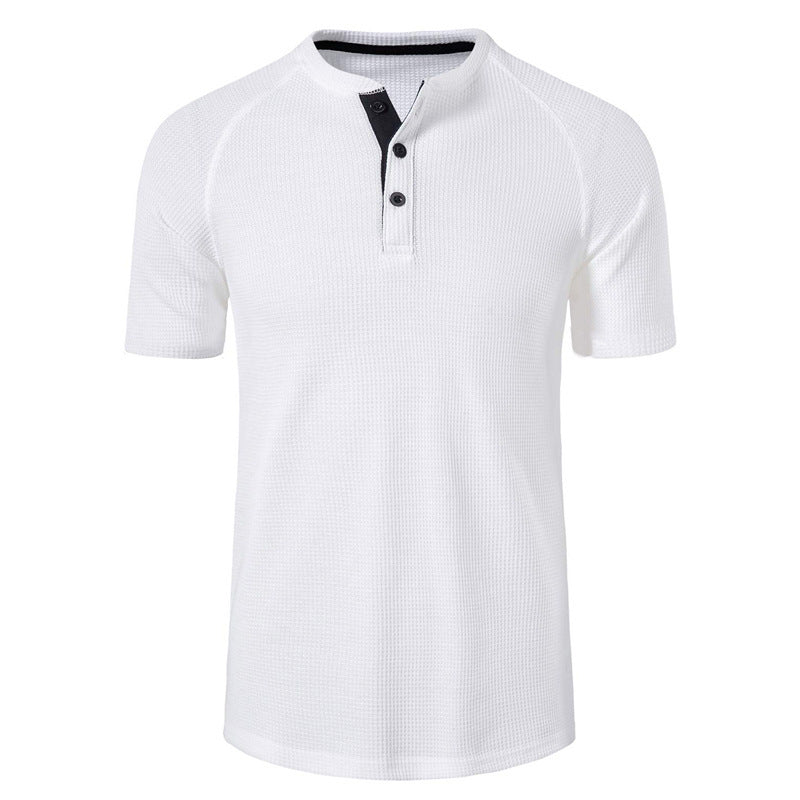 Herren Kurzarm-Henley-Shirt mit strukturiertem Gewebe und eleganter Knopfleiste Aliams