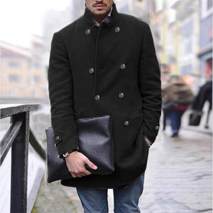 Herren eleganter Wintermantel mit doppelter Knopfleiste und wärmendem Innenfutter Aliams