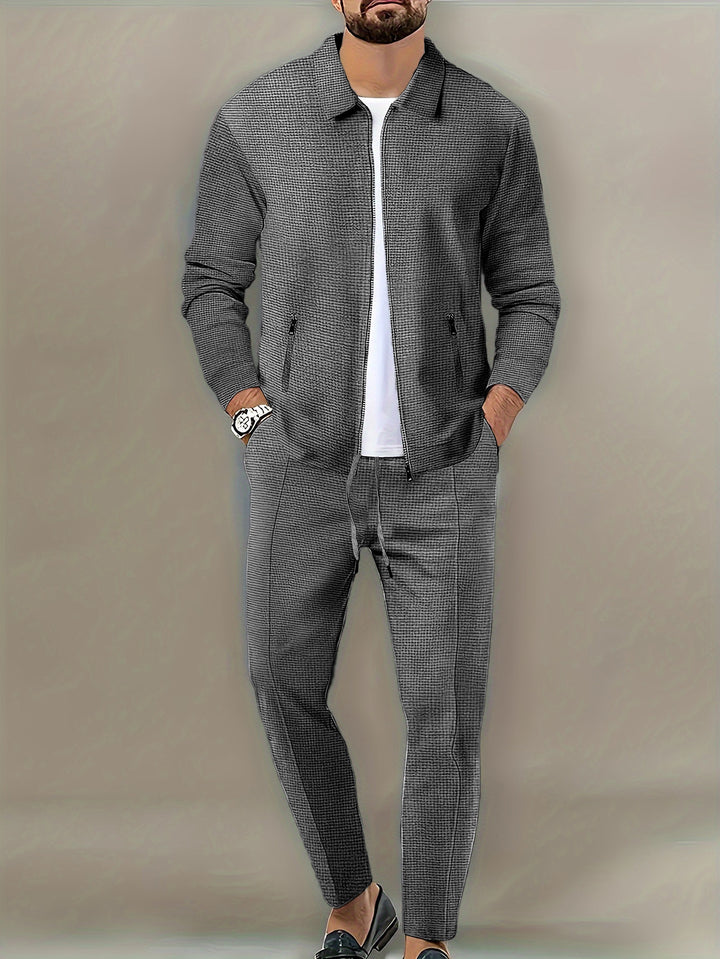 Herren Freizeitanzug mit modernem Strukturdesign und praktischen Taschen Aliams