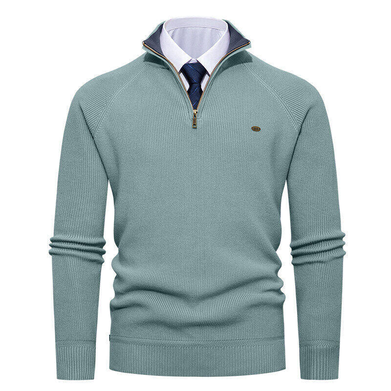 Herren eleganter Strickpullover mit Stehkragen und Reißverschluss Aliams