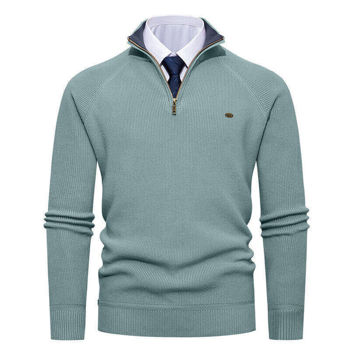 Herren eleganter Strickpullover mit Stehkragen und Reißverschluss Aliams