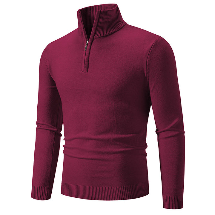 Herren eleganter Pullover mit hohem Kragen und feinem Rippdesign Aliams