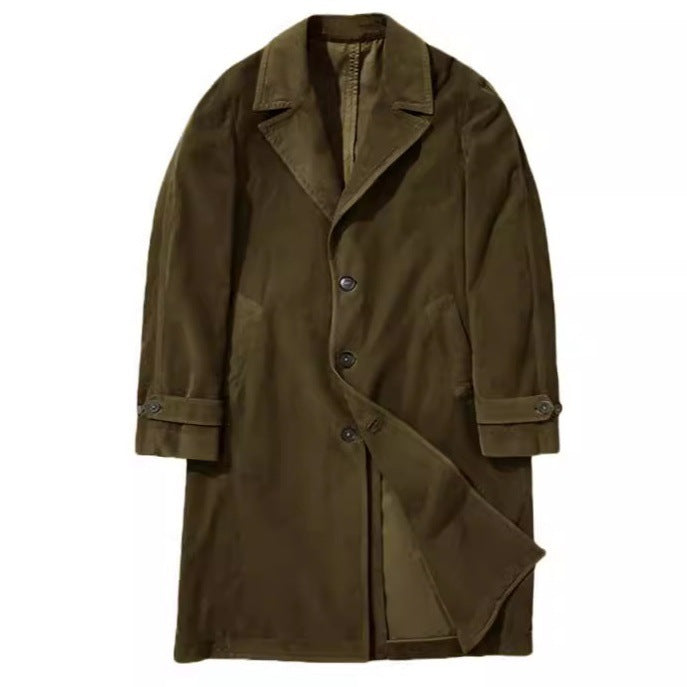 Herren eleganter Langmantel mit schmalem Schnitt und stilistischen Details Aliams