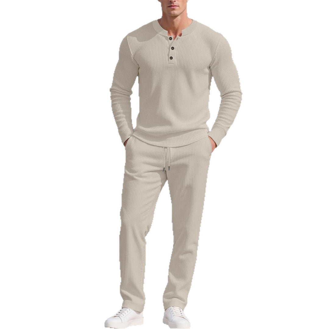 Herren Komfortabler Langarm-Hoodie mit modischer Knopfleiste und elastischer Bundverarbeitung Aliams