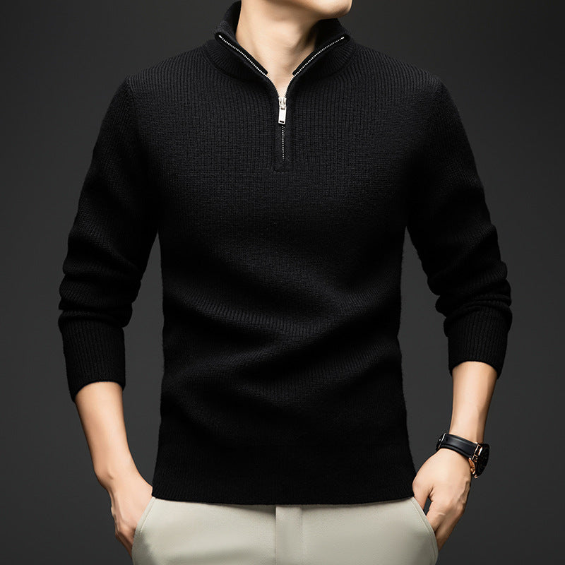 Herren eleganter Zip-Pullover aus weicher Wolle Aliams