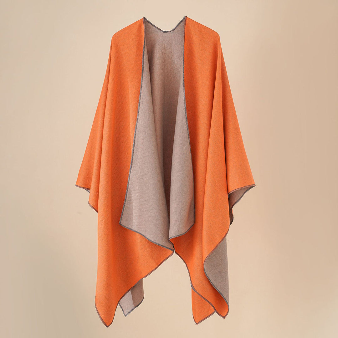 Damen Wohlfühl-Poncho Aus Weichem Wollmix mit Elegantem Schnitt Aliams