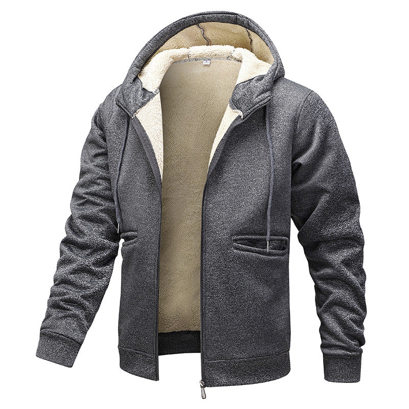 Herren wärmende Fleecejacke mit Kapuze Hedi-Mode