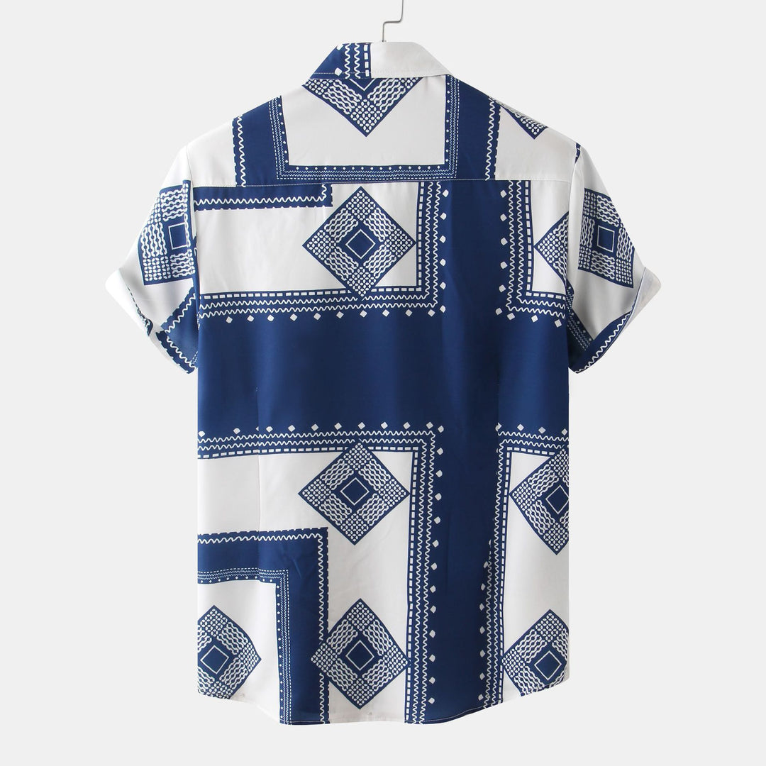 Herren Kurzarmhemd mit einem modernen Ethno-Druck Aliams