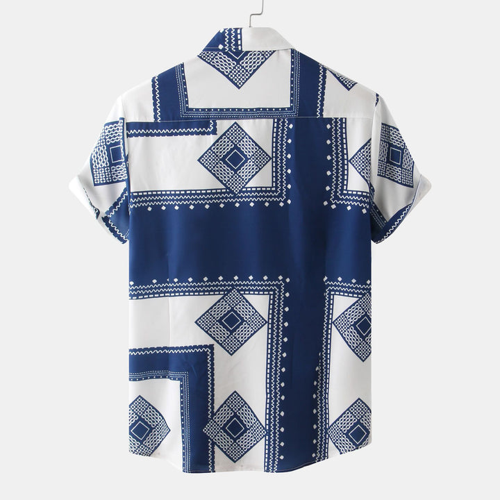 Herren Kurzarmhemd mit einem modernen Ethno-Druck Aliams