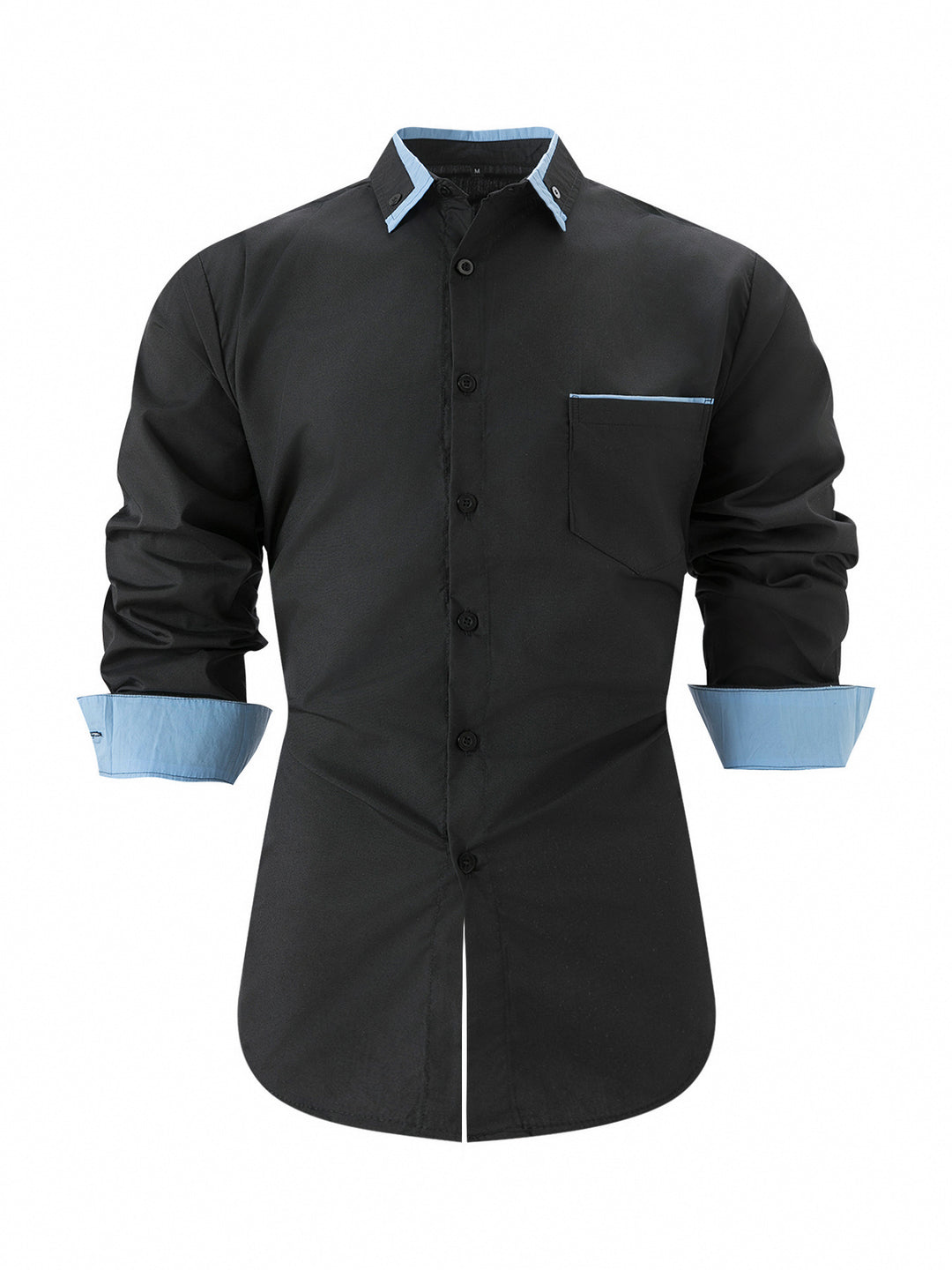 Herren elegantes Langarmhemd mit Kontrastdetails Aliams