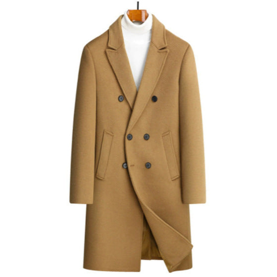 Herren eleganter Wollmantel mit doppelter Knopfleiste und dekorativem Revers Aliams