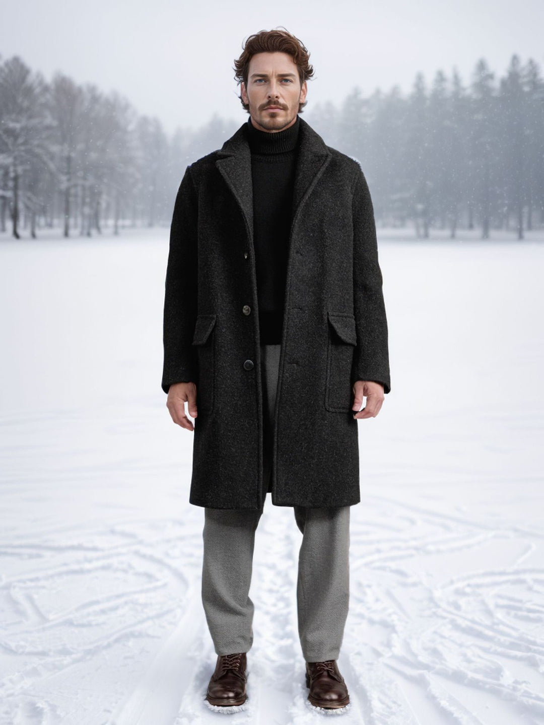 Herren eleganter und wärmer Wintermantel mit doppelter Knopfleiste und praktischen Taschen Aliams