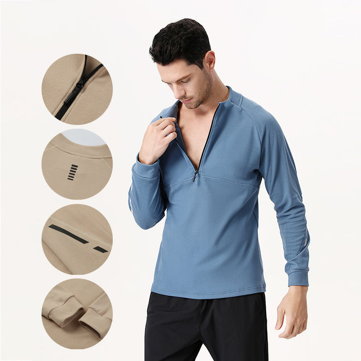 Herren Funktionspullover mit Halb-Reißverschluss und atmungsaktiven Einsätzen Aliams