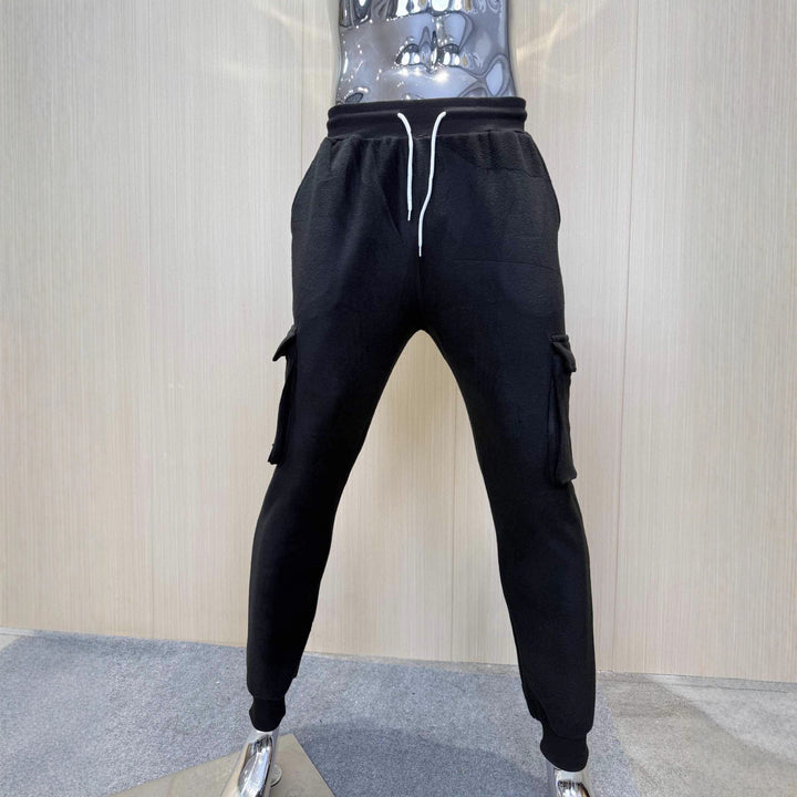 Herren gemütliche Cargo-Hose mit seitlichen Taschen und elastischem Bund Aliams