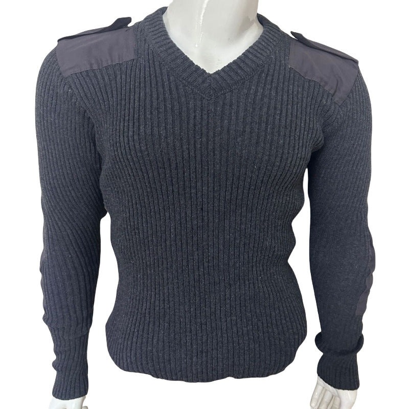 Herren Strickpullover mit V-Ausschnitt und dekorativen Schulterdetails Aliams
