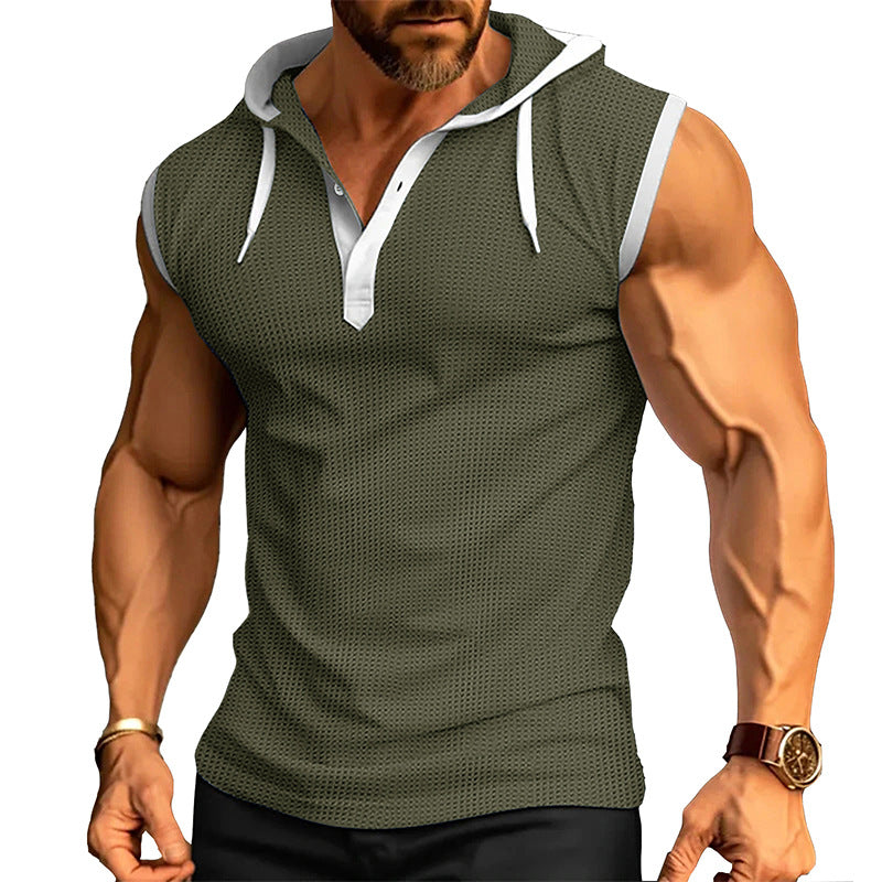 Herren Kurzarm Kapuzenpullover mit atmungsaktivem Netzstoff Aliams