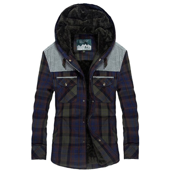 Herren Flanelljacke mit wärmendem Fleece-Futter und Kapuze Aliams