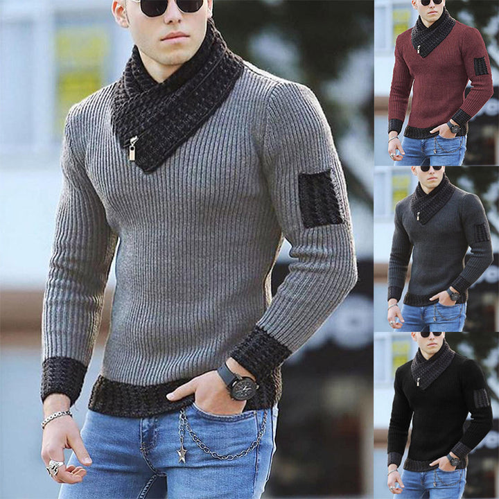 Herren Strickpullover mit hohem Kragen und strukturiertem Design Aliams