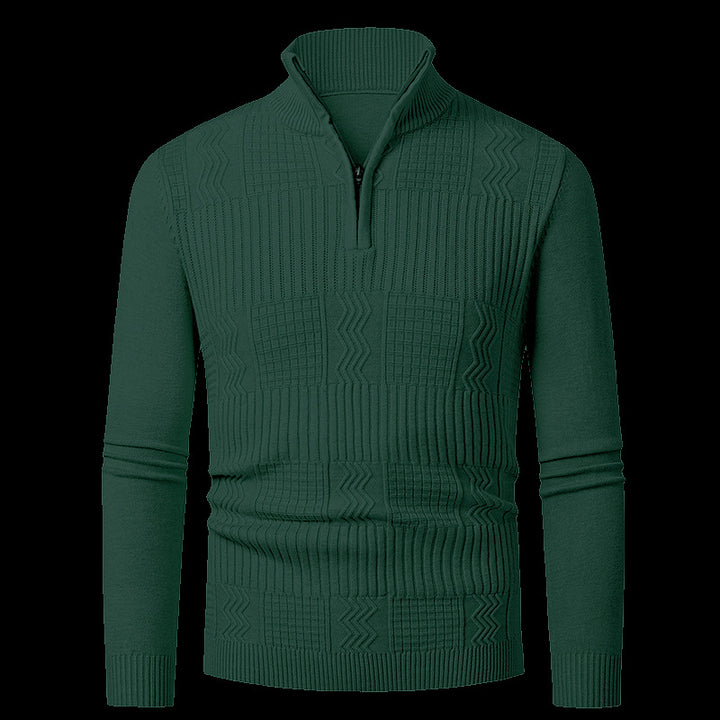 Herren Strickpullover mit modernem Reißverschluss und strukturierter Oberfläche Aliams