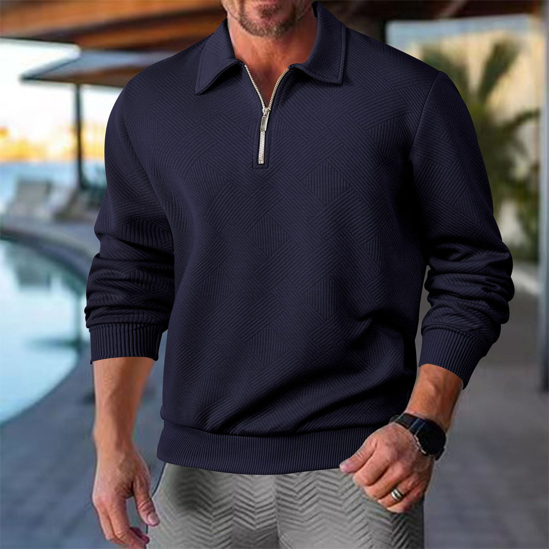 Herren Sportlicher Pullover mit halbem Reißverschluss und strukturiertem Design Aliams