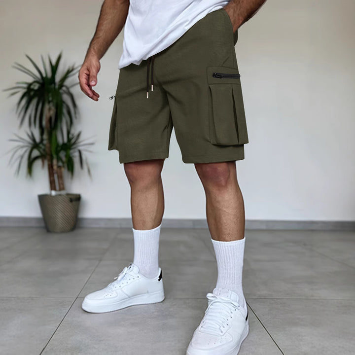 Herren Utility Cargo Shorts mit Reißverschluss Taschen Aliams