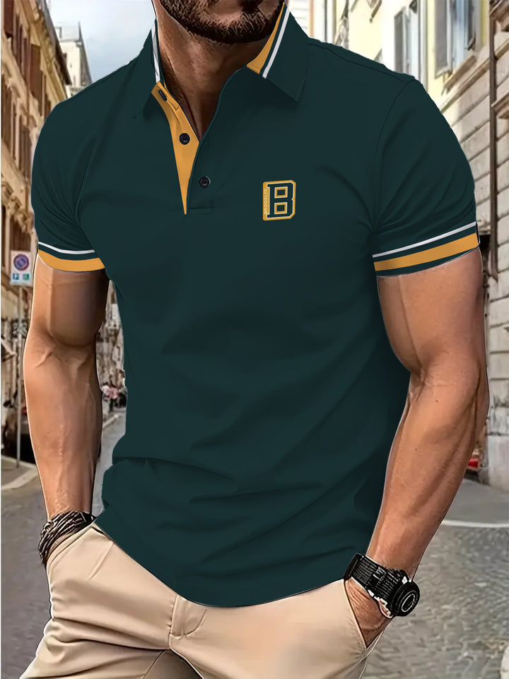Herren Kurzarm Poloshirt mit modischen Kontrastdetails Aliams