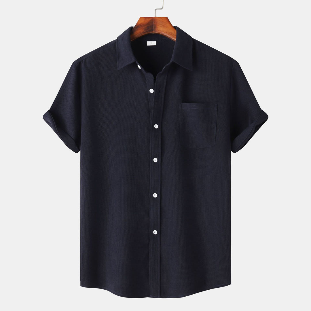 Herren Kurzarmhemd aus atmungsaktivem Strukturstoff mit praktischer Brusttasche Aliams