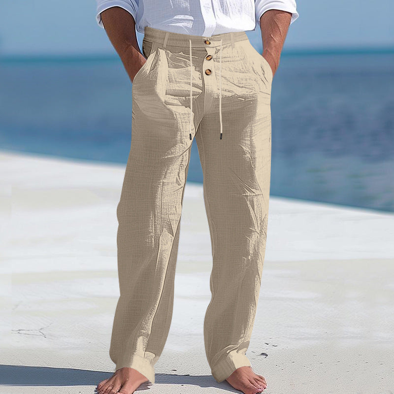 Herren bequeme Strandhose mit elastischem Bund und Knopfverschluss Aliams