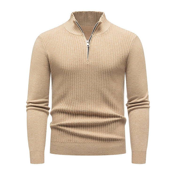 Herren Strickpullover mit modernem Stehkragen und feinem Rippdesign Aliams