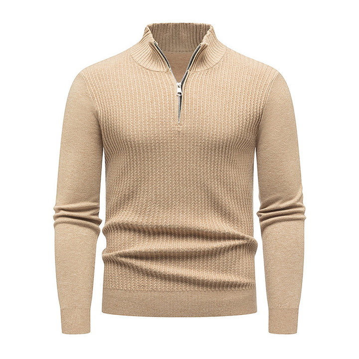 Herren Strickpullover mit modernem Stehkragen und feinem Rippdesign Aliams