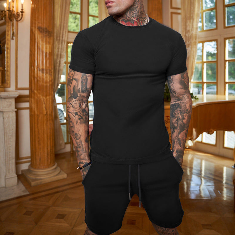 Herren Training Outfit mit bequemem Kurzarmshirt und Shorts Aliams