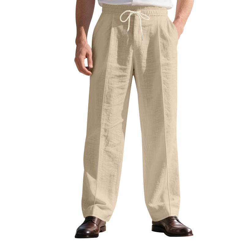 Herren elegante Freizeithose mit verstellbarem Kordelzug und atmungsaktiver Struktur Aliams