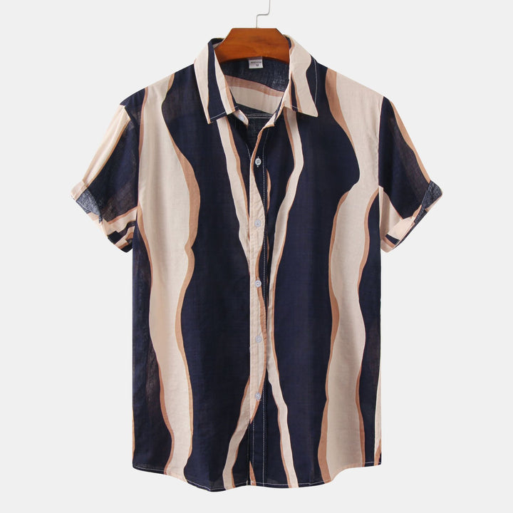 Herren Kurzarmhemd mit abstraktem Muster und leichtem Stoff Aliams