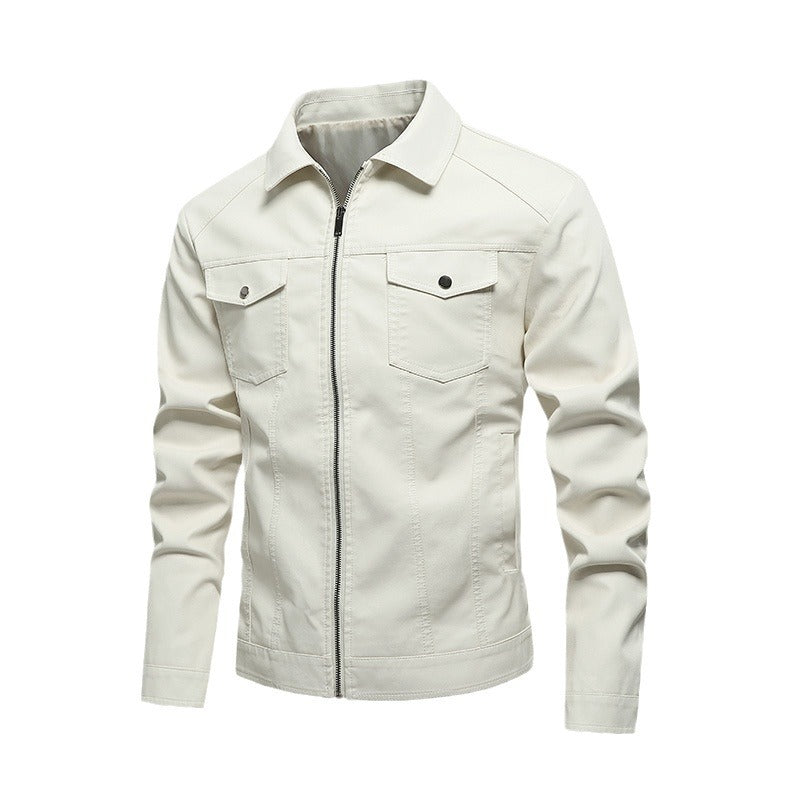 Herren Kunstlederjacke im klassischen Design mit funktionalen Reißverschlusstaschen Aliams