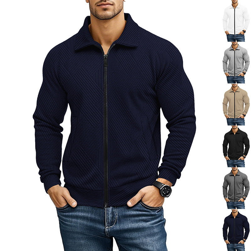 Herren bequeme und stylische Kapuzenjacke mit strukturiertem Gewebe Aliams