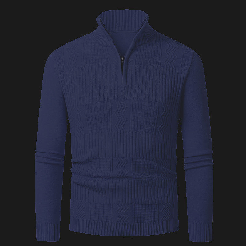 Herren Strickpullover mit modernem Reißverschluss und strukturierter Oberfläche Aliams