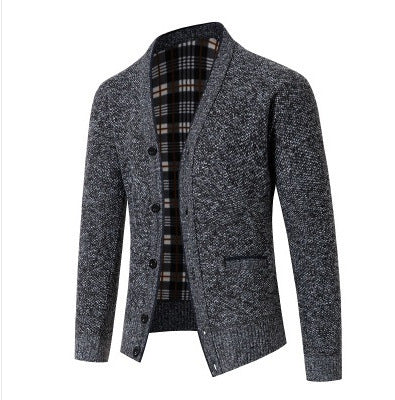 Herren eleganter Strickcardigan mit Karomuster Aliams